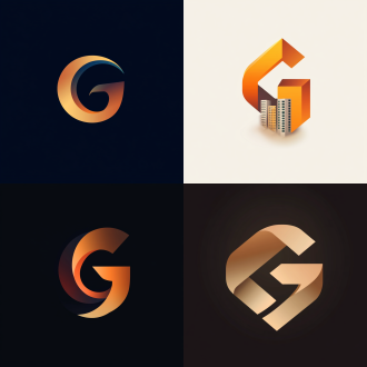 g所logo，简洁大气设计，突出g字母，融入住所办公室元素，现代风格，暖冷色调搭配，高光，矢量图。