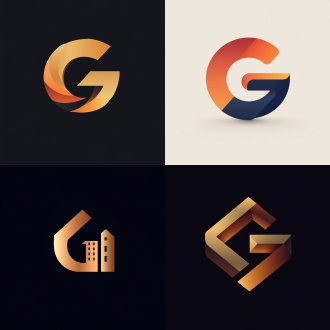 g所logo，简洁大气设计，突出g字母，融入住所办公室元素，现代风格，暖冷色调搭配，高光，矢量图。