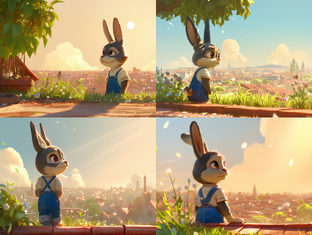 as the sun sets behind the hills and trees, painting the sky orange-red, mimi walks along a path heading home. her silhouette is long against the warm evening light. 迪士尼 皮克斯