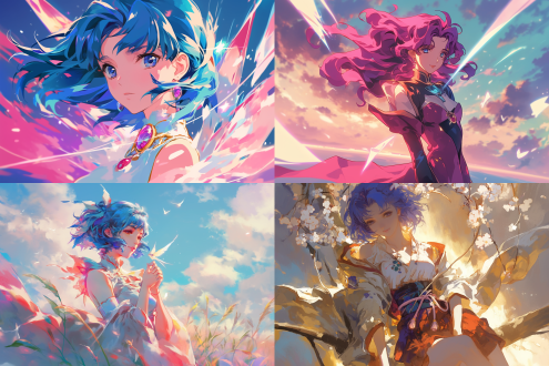 女性，超时空要塞，李明美，hourglass figure，beautiful，安静，在魔幻世界，静态，广角镜头，清新色彩，暖色调，2k，极致细节，美树本晴彦风格