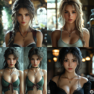 in the style of top cg，a beautiful women，超高清，2k，最终幻想7风格