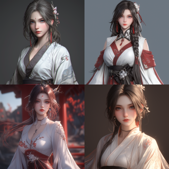 3d,square enix game style, a beautiful ancient oriental beauty, wearing white hanfu with red plum blossom patterns.,,in clothes