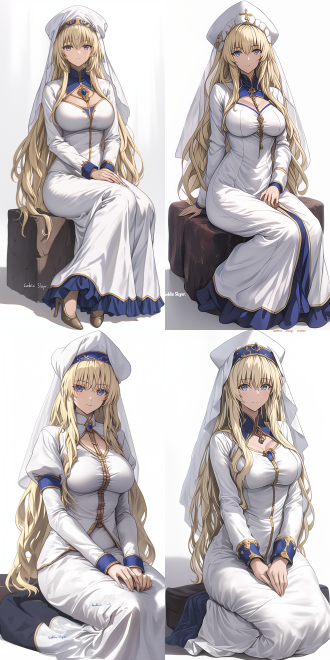 (((anime))) ，full-body view, an extremely charming anime woman character with long blond hair，the image is reminiscent of the sword maiden in goblin slayer，details crafted to the extreme，the style is similar to the works of tawaraya sōtatsu and nishikawa rosetsu，graceful posture, noble temperament. the face features extremely exquisite makeup, in a dynamic pose，色彩浓郁， clear texture and a strong contrast of light and shadow，