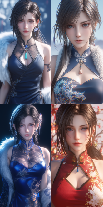 xianxia style theme. an elegant lady like tifa lockhart. with alabaster skin. dressed in exquisite clothing. anime visual effect. created with movie-level unreal engine 5. high detail. realistic skin tone. surrounded by elegant environment and soft light. xianxia elements can be faintly visible in the background.