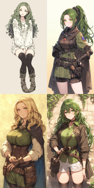 octopath voyager style theme. anime visual of a cute girl. with very detailed emerald green eyes.