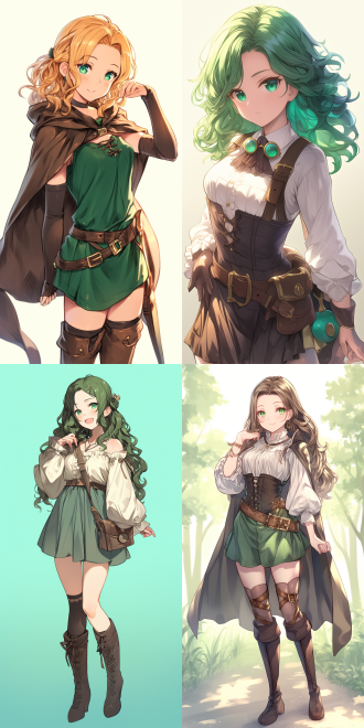 octopath voyager style theme. anime visual of a cute girl. with very detailed emerald green eyes.