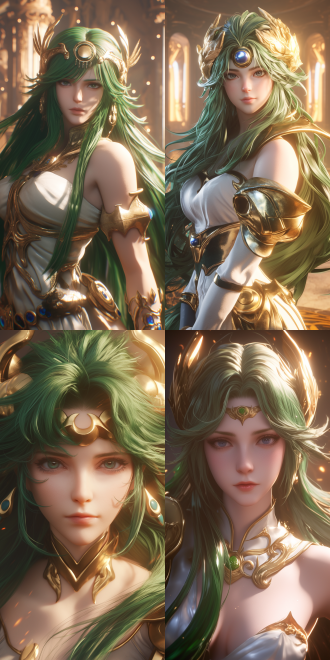 inspired by the styles of the artgerm，created with the 3d unreal engine 5，the character is lady palutena，