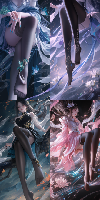 a wuxia theme picture shot from a low - angle (looking - up) and the camera is rotated 30 degrees to take the shot. the styles of tsuaii and soft anime illustration, official illustration, the styles of the artgerm. the character has extremely delicate makeup and stands grateful. exquisite stockings. hand and finger health. the overall picture is exquisitely beautiful.
