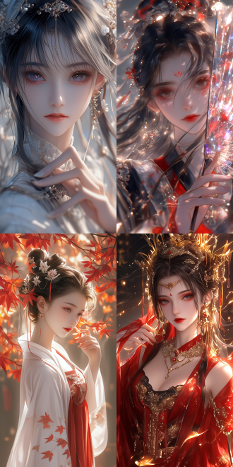 the camera rotated 30 degrees shot, a tang dynasty style picture, wlop loish and clamp style. the character in the picture has extremely delicate makeup. she is wearing exquisite stockings, and her hands and fingers are healthy and clean. by okada beisanjin. (the camera rotated 30 degrees shot). the overall picture is exquisitely beautiful, with bright white light.