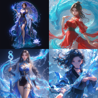 a picture presented in the style of (is it wrong to try to pick up girls in a dungeon?). wuxia style, chest two dot, obviously, a beautiful oriental woman, long leg, ((healthy and perfect fingers)). inspired by fenghua zhong. curly and short top hair. water droplets, winding down her face and skin, excellent physical effects and abundant details.,