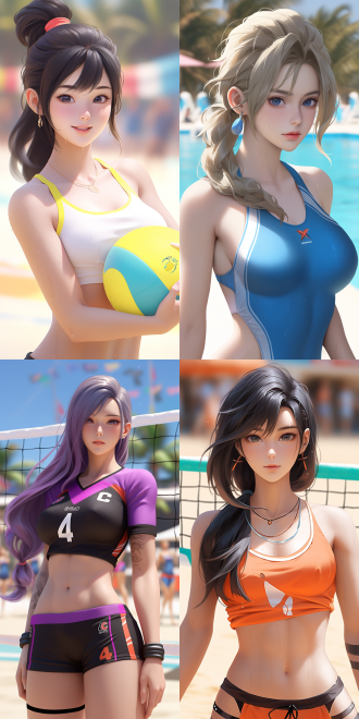 a beautiful woman from dead or alive xtreme beach volleyball, rendered with c4d and unreal engine 5, xianxia styie.