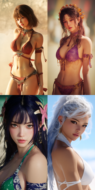 a beautiful woman from (dead or alive xtreme beach volleyball), rendered with c4d and unreal engine 5 xianxia style, the overall style is fantastical and romantic.