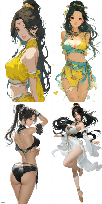 2. 5 d cgi anime , ((ethereal chinese anime)), xianxia style. the main subject is charming oriental belle, she has long, shiny black hair, part of which cascades down her back like a waterfall. curved body. manga.