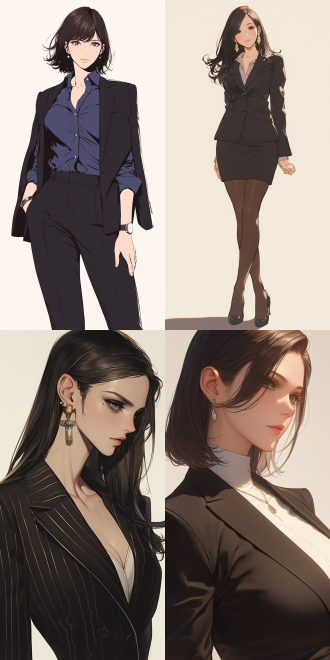 a young woman in a suit, by togashi yoshihiro