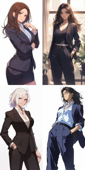 a young woman in a suit, by togashi yoshihiro and anime