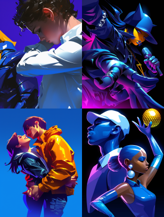 1 girl and 1 boy, passionate dance, vector painting, 4d cinema, two young people, full of vitality, abduzeedo