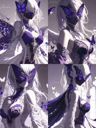 advanced digital anime art, deep purple veil, beautiful moths, white biomechanical details, transparent skin, artdoll, masked, very beautiful girl, beautiful android woman, insanely detailed intricate, of beautiful angel, dressed in a beautiful, ken kaneki, negative, lovely queen, pixiv 3dcg
