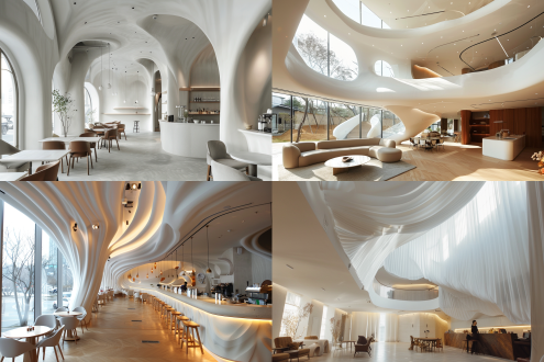 high ceilings, seoul, ultra-sharp details, white sketch lines, curve, cosy atmoshpere, by tuvia beeri, large wingspan