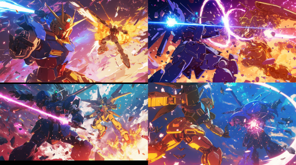 机动战士高达，宇宙激战，爆炸，，色彩鲜艳，4k画质，高渲染，cg画面，超广角镜头