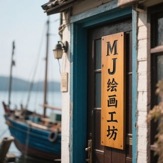 船坊特写，门牌写着“MJ绘画工坊”