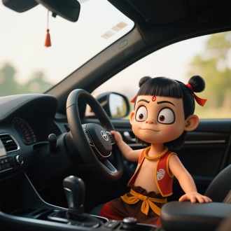 哪吒在开车