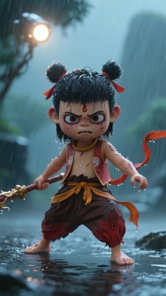 魔童哪吒，单枪匹马我走到现在，任何人都不是我的靠山，苦我吃过，委屈我咽过，伤痕累累我活到现在，流言悲语能奈我何？再穷我没坑过朋友，再苦我也没欺骗身边人，再苦我也没算计过谁，做人要坦坦荡荡，做事要问心无愧！下雨了后面闪光灯头发衣服湿了