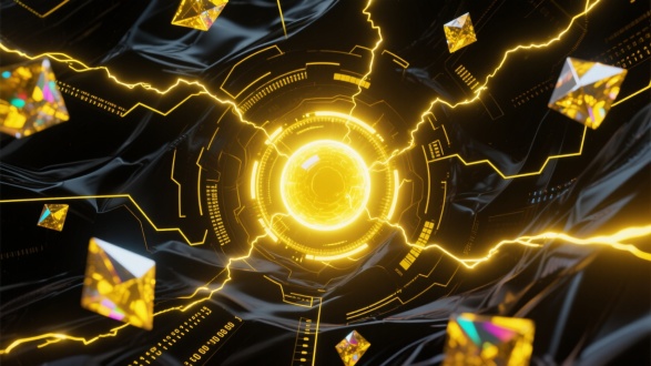 写实类：
8K超高清，具有电影级视觉盛宴般的质感，呈现黄黑搭配的科技风炫酷背景图。黑色占据大部分画面，犹如深邃无垠的宇宙空间，神秘且充满未知。无数道明亮的黄色线条如闪电般在黑色背景上纵横交错，勾勒出复杂精密的科技线路与几何图形，线条边缘闪烁着金属光泽，仿佛是流淌着能量的超导线路。
 
在画面中央，一个巨大的黄色能量球散发着耀眼光芒，光芒以环形向外扩散，形成强烈的光晕效果，光晕呈现出从明黄到淡黄的渐变，与黑色背景形成鲜明对比，且光晕中还隐隐浮现出一些类似二进制代码的数字与符号，增添科技神秘感。
 
画面的各个角落分布着大小不一的黄色晶体结构，它们有着尖锐的棱角，表面反射出五彩光芒，如同宇宙中的神秘晶体蕴含着巨大能量，晶体周围环绕着黄色的流光，仿佛这些流光在不断为晶体注入能量。
 
部分黑色区域像是被强大的黄色能量冲击扭曲，呈现出不规则的纹理与褶皱，仿佛空间在能量的作用下发生了形变，增强画面的视觉冲击力与动态感。整体光影效果强烈，营造出充满科幻与炫酷感的未来世界氛围。