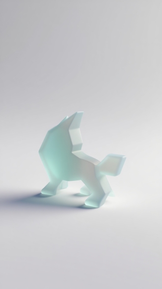 半透明磨砂材质，纯白背景，极简主义，3D渲染，等轴侧视角，C4D柔和渲染，Blender建模，皮克斯动画风格，高饱和度色彩，8K超高清，几何抽象，无阴影，低多边形，光滑表面，柔和光线，扁平化设计